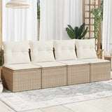 vidaXL Tuinbank zonder armleuningen met kussens zwart poly rattan