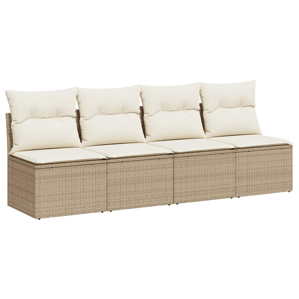 vidaXL Tuinbank zonder armleuningen met kussens zwart poly rattan