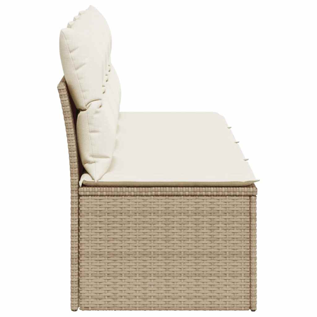 vidaXL Tuinbank zonder armleuningen met kussens zwart poly rattan