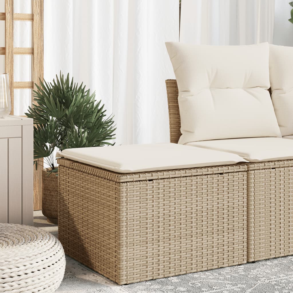 vidaXL Tuinkruk met kussen zwart 55x55x37 cm poly rattan