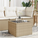 vidaXL Tuintafel met glazen blad zwart 55x55x37 cm poly rattan