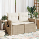 vidaXL Tuinbank 2-zits met kussens poly rattan zwart