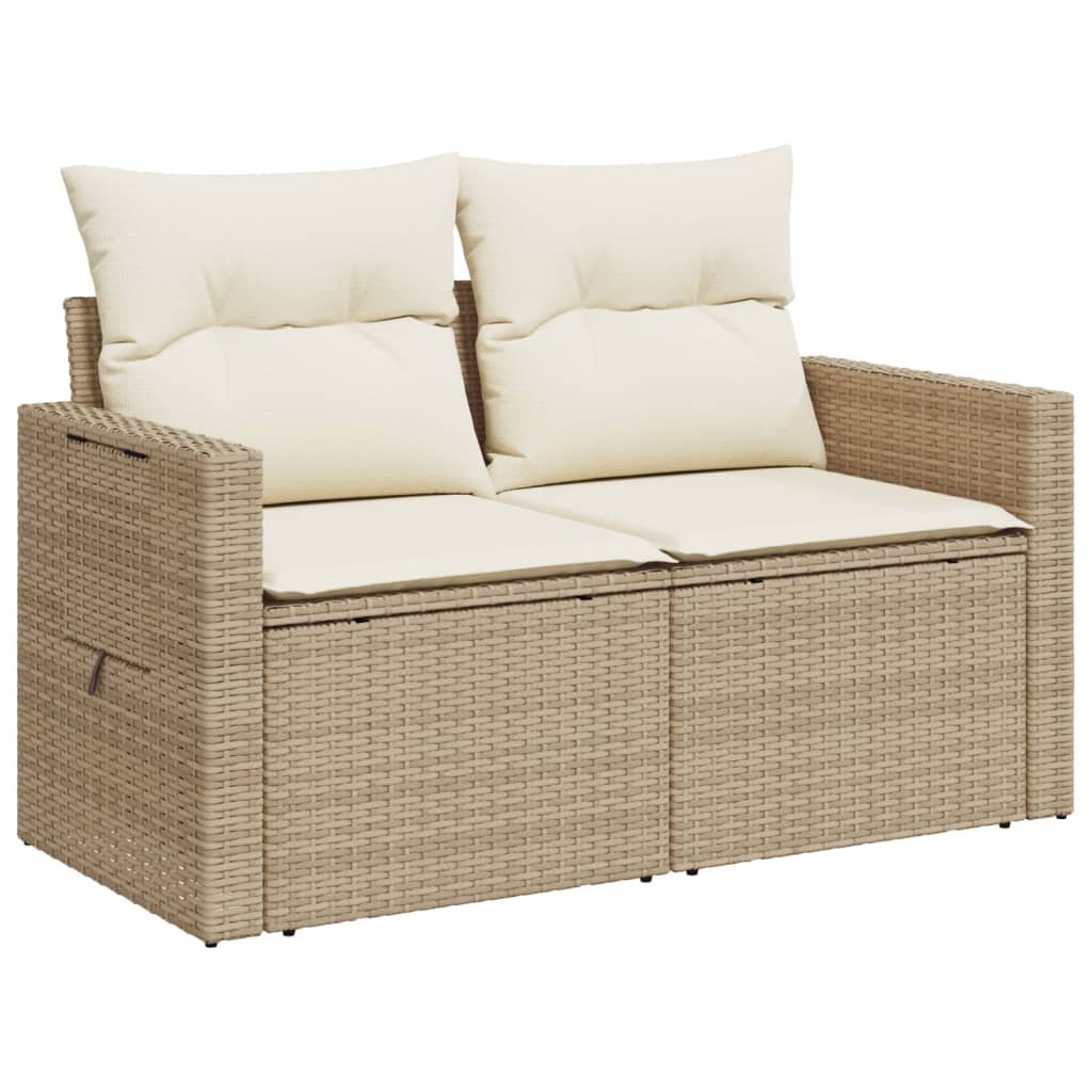 vidaXL Tuinbank 2-zits met kussens poly rattan zwart