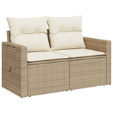 vidaXL Tuinbank 2-zits met kussens poly rattan zwart