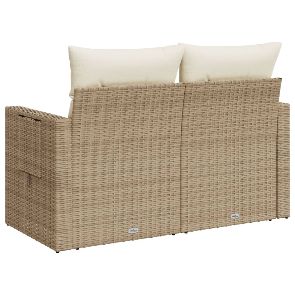 vidaXL Tuinbank 2-zits met kussens poly rattan zwart