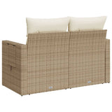 vidaXL Tuinbank 2-zits met kussens poly rattan zwart