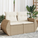vidaXL Tuinbank 2-zits met kussens poly rattan zwart