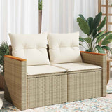 vidaXL Tuinbank met kussens 2-zits zwart poly rattan