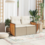 vidaXL Tuinbank 2-zits met kussens poly rattan zwart