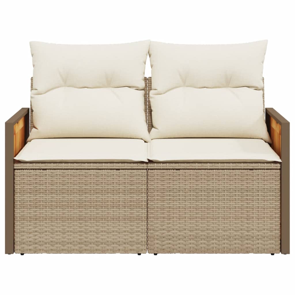 vidaXL Tuinbank 2-zits met kussens poly rattan zwart
