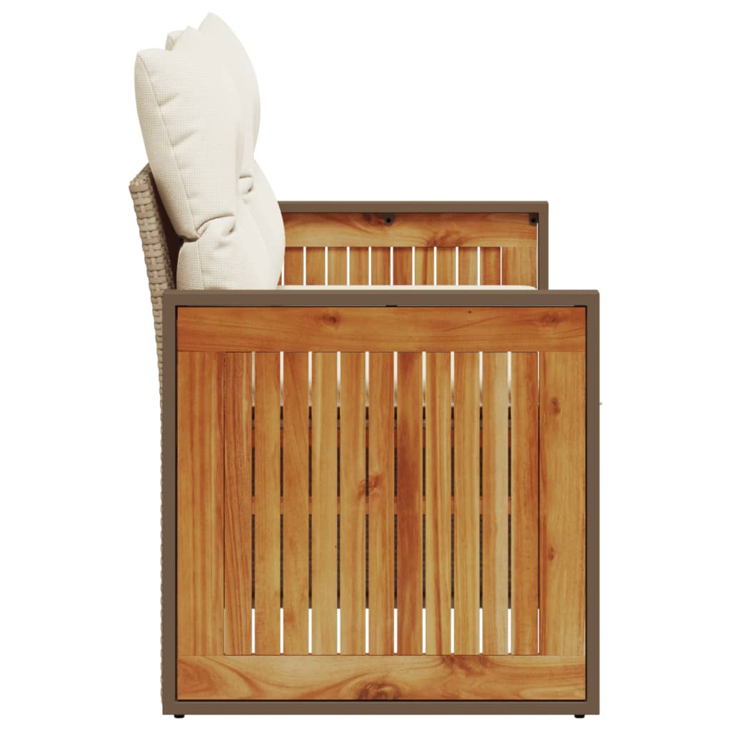 vidaXL Tuinbank 2-zits met kussens poly rattan zwart
