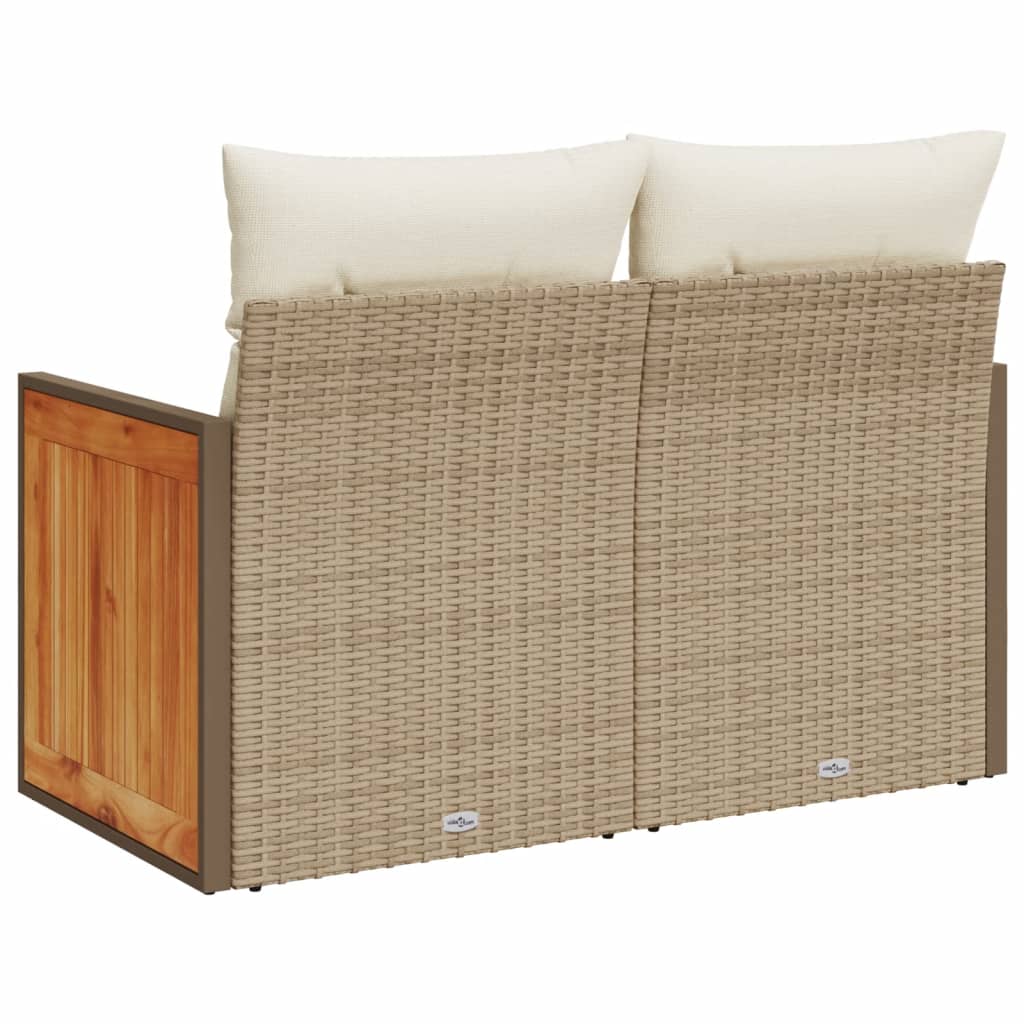 vidaXL Tuinbank 2-zits met kussens poly rattan zwart