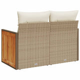vidaXL Tuinbank 2-zits met kussens poly rattan zwart