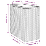 vidaXL Tuinbijzettafel met glazen blad 58x27,5x55 cm poly rattan zwart