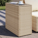 vidaXL Tuinbijzettafel met glazen blad 58x27,5x55 cm poly rattan zwart