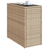 vidaXL Tuinbijzettafel met glazen blad 58x27,5x55 cm poly rattan zwart