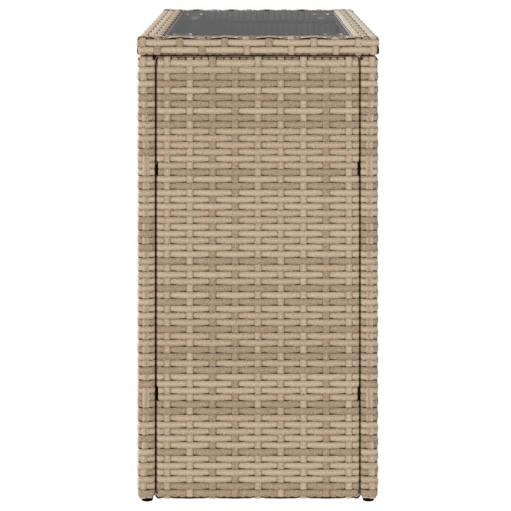 vidaXL Tuinbijzettafel met glazen blad 58x27,5x55 cm poly rattan zwart