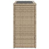 vidaXL Tuinbijzettafel met glazen blad 58x27,5x55 cm poly rattan zwart