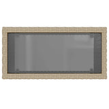 vidaXL Tuinbijzettafel met glazen blad 58x27,5x55 cm poly rattan zwart