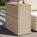 vidaXL Tuinbijzettafel met glazen blad 58x27,5x55 cm poly rattan zwart