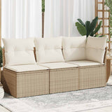 vidaXL Tuinstoel zonder armleuningen met kussens zwart poly rattan