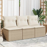 vidaXL Tuinstoel zonder armleuningen met kussens zwart poly rattan