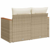 vidaXL Tuinbank met kussens 2-zits zwart poly rattan