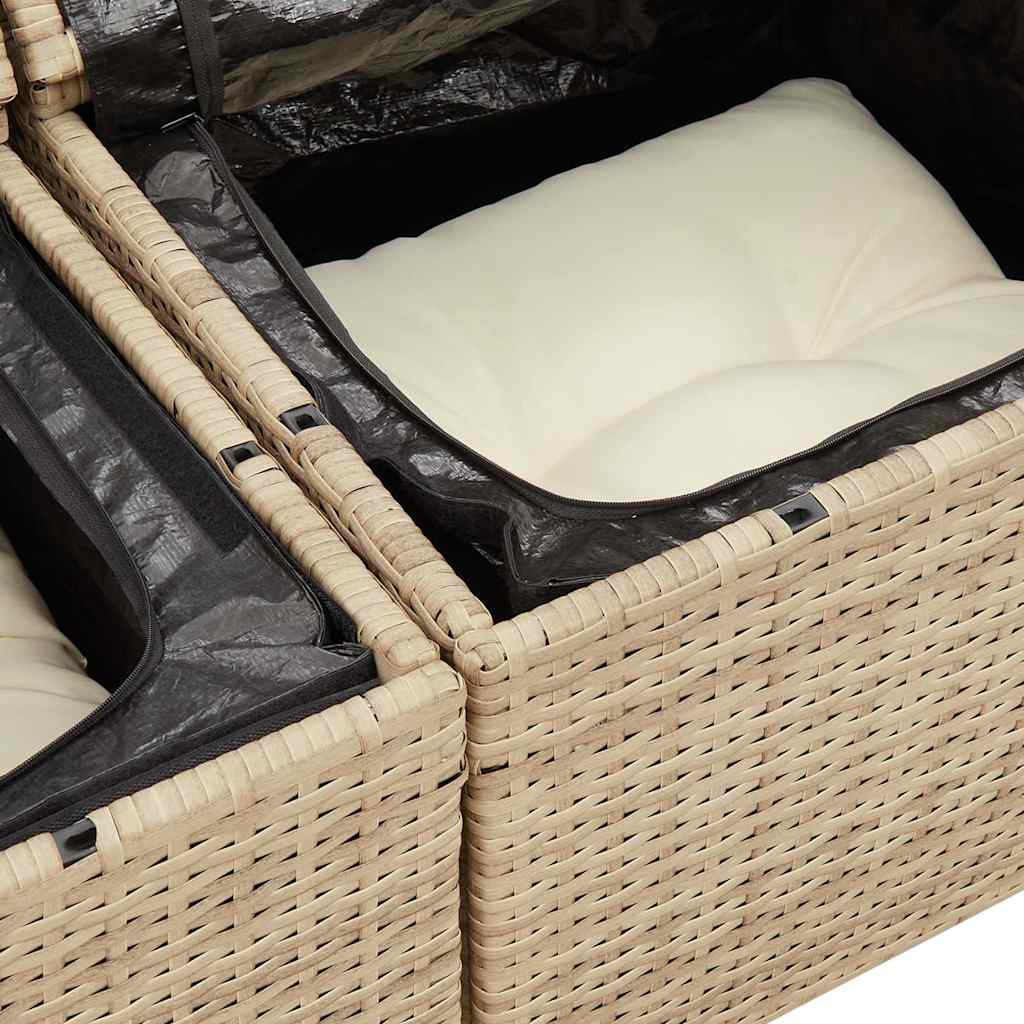 vidaXL Tuinbank met kussens 2-zits zwart poly rattan