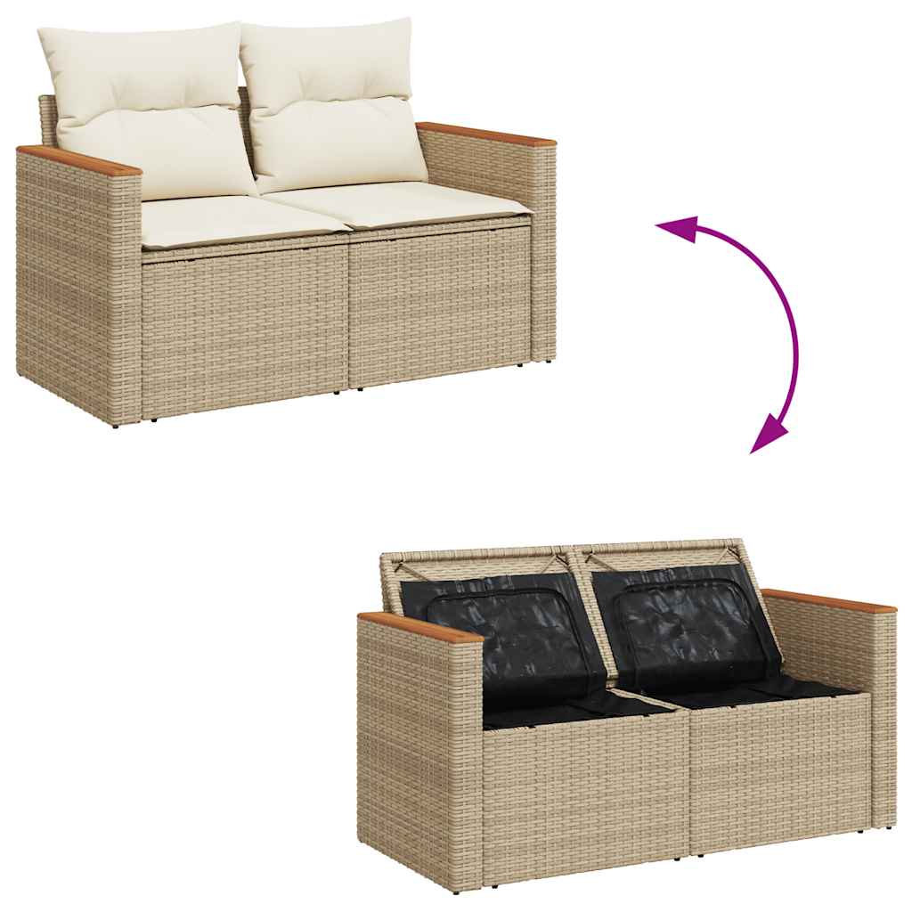 vidaXL Tuinbank met kussens 2-zits zwart poly rattan