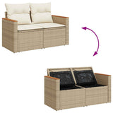 vidaXL Tuinbank met kussens 2-zits zwart poly rattan
