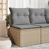 vidaXL Tuinbank zonder armleuningen met kussens zwart poly rattan