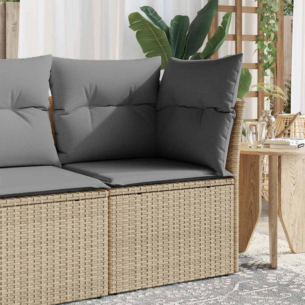 vidaXL Tuinbank zonder armleuningen met kussens zwart poly rattan