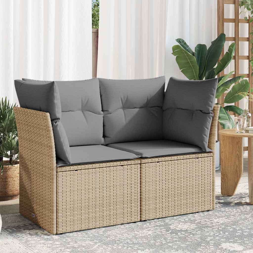vidaXL Tuinbank zonder armleuningen met kussens zwart poly rattan