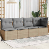 vidaXL Tuinbank zonder armleuningen met kussens zwart poly rattan
