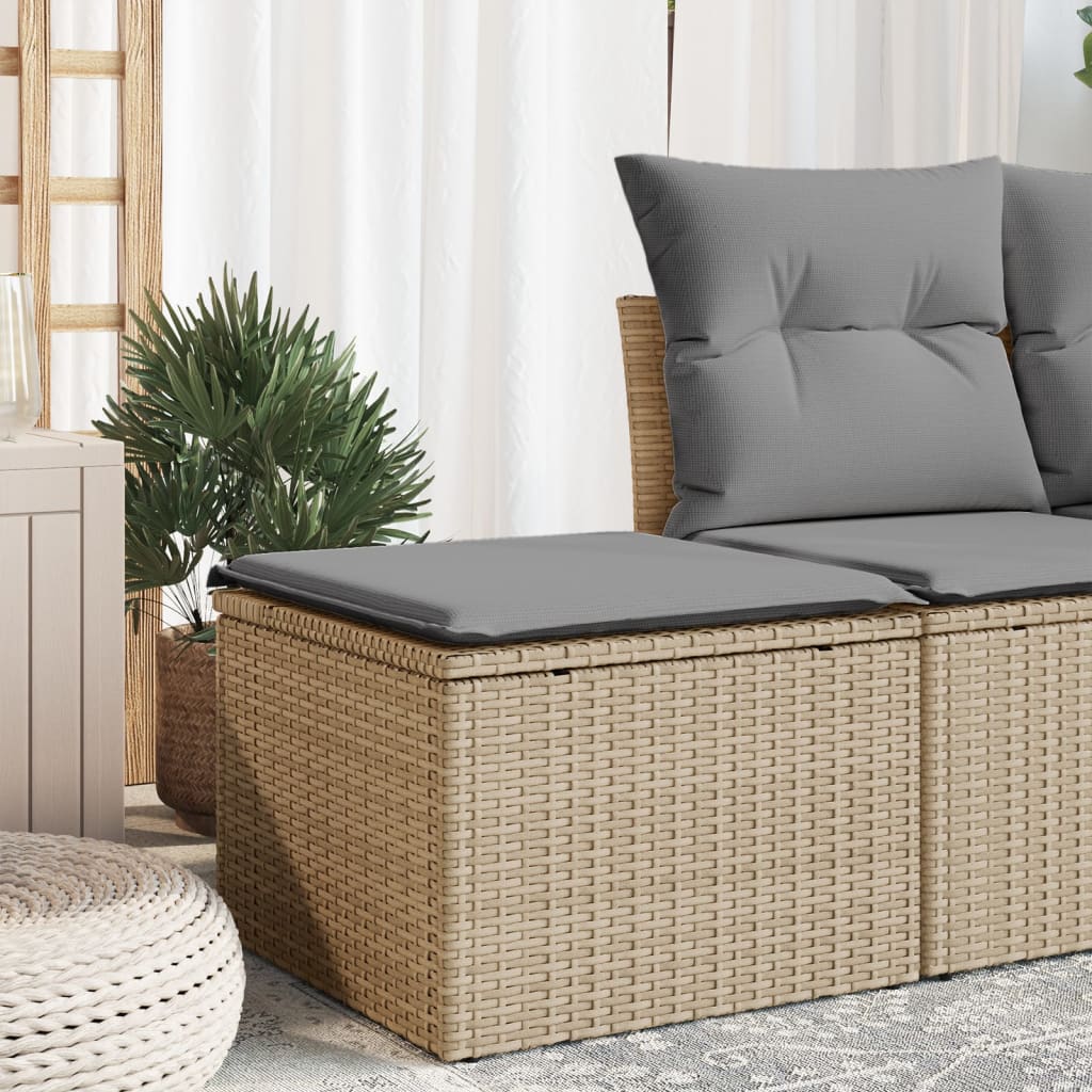 vidaXL Tuinkruk met kussen zwart 55x55x37 cm poly rattan