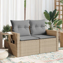 vidaXL Tuinbank 2-zits met kussens poly rattan zwart