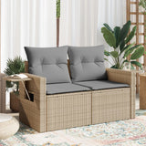 vidaXL Tuinbank 2-zits met kussens poly rattan zwart
