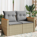 vidaXL Tuinbank met kussens 2-zits zwart poly rattan