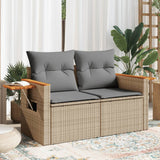 vidaXL Tuinbank 2-zits met kussens poly rattan zwart