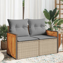 vidaXL Tuinbank 2-zits met kussens poly rattan zwart