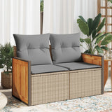 vidaXL Tuinbank 2-zits met kussens poly rattan zwart