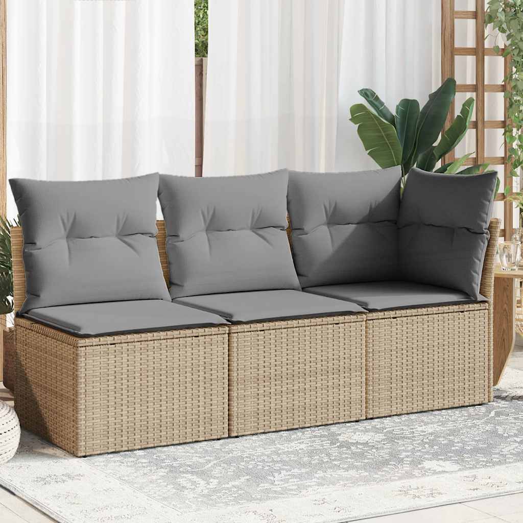 vidaXL Tuinstoel zonder armleuningen met kussens zwart poly rattan