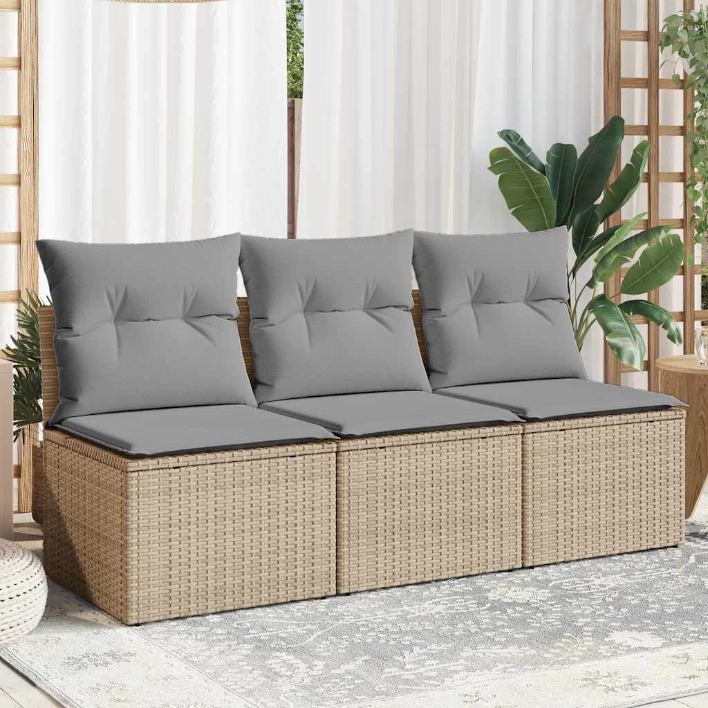 vidaXL Tuinstoel zonder armleuningen met kussens zwart poly rattan