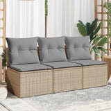 vidaXL Tuinstoel zonder armleuningen met kussens zwart poly rattan