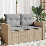 vidaXL Tuinbank met kussens 2-zits zwart poly rattan