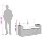 vidaXL Tuinbank met kussens 2-zits zwart poly rattan