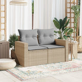 vidaXL Tuinbank met kussens 2-zits zwart poly rattan