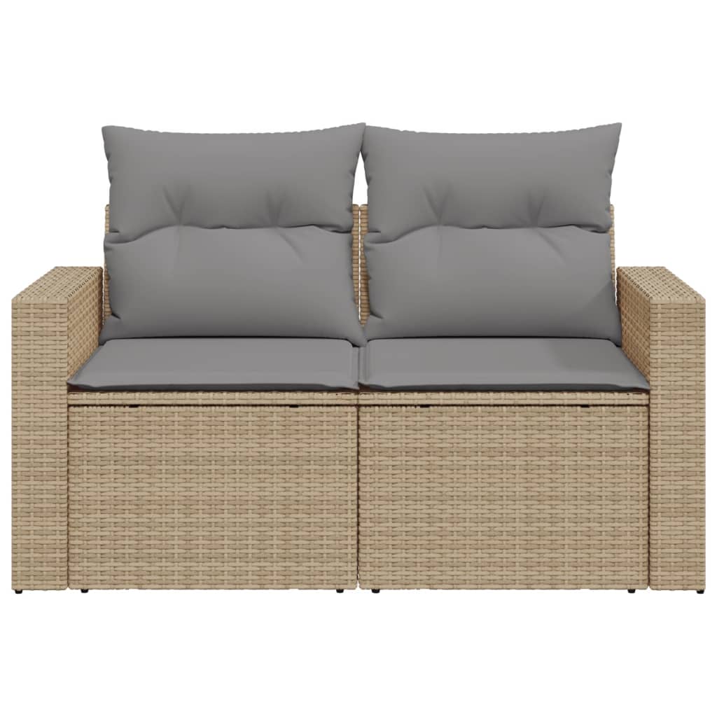 vidaXL Tuinbank met kussens 2-zits zwart poly rattan