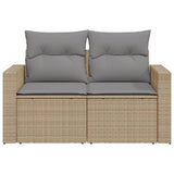 vidaXL Tuinbank met kussens 2-zits zwart poly rattan