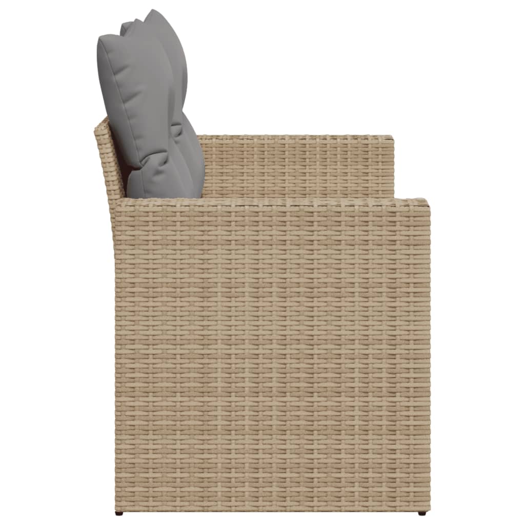 vidaXL Tuinbank met kussens 2-zits zwart poly rattan
